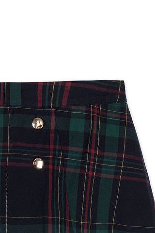 Youth Double Button Plaid Skirt
