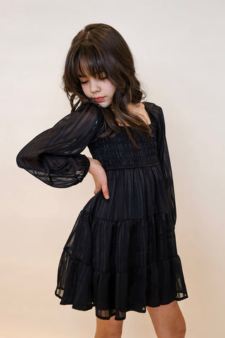 Youth Swiss Dot Long Sleeve Dress