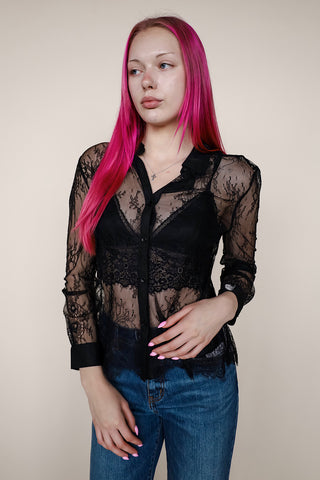 Lace Cami & Button Blouse