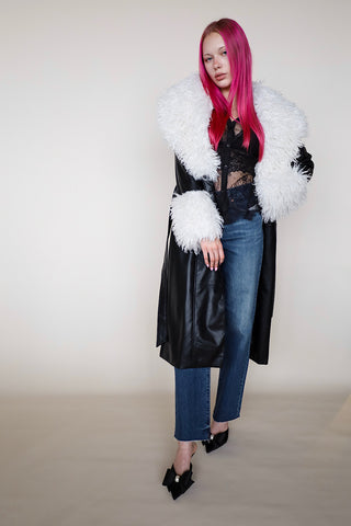 Luxe White Vegan Shearling Coat
