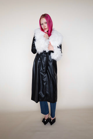 Luxe White Vegan Shearling Coat