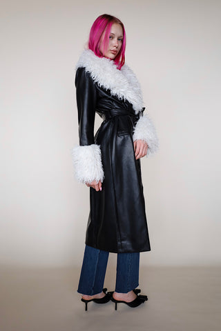 Luxe White Vegan Shearling Coat