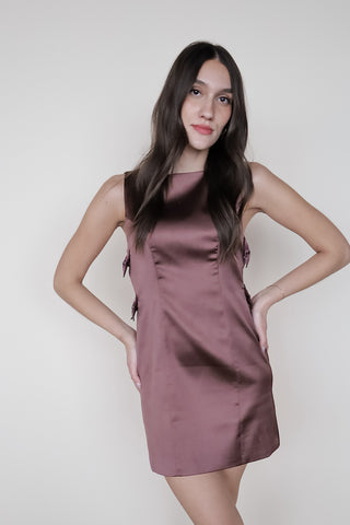 Rhinestone Bow Mini Dress