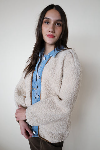 Denim Trim Sherpa Jacket