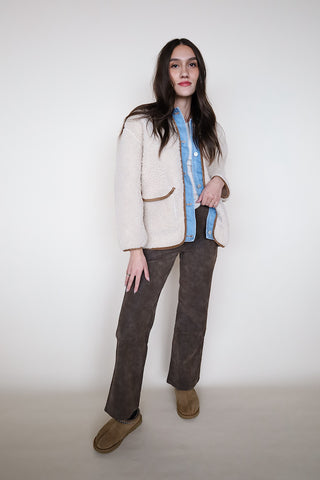 Denim Trim Sherpa Jacket