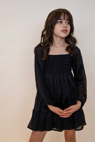 Youth Swiss Dot Long Sleeve Dress