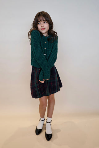 Youth Double Button Plaid Skirt