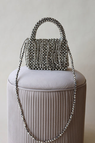 Youth Silver Beaded Fringe Bag