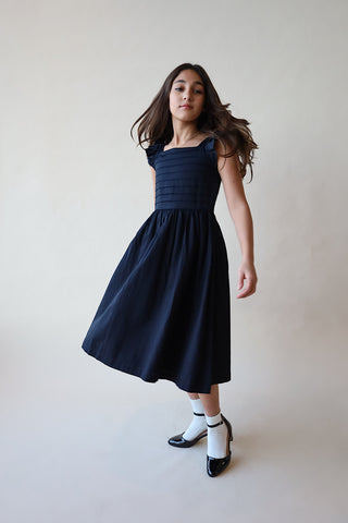 Youth Organic Pleated Sateen Dress