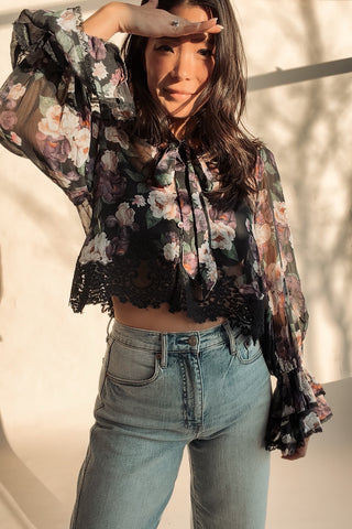 Mixed Lace Floral Blouse