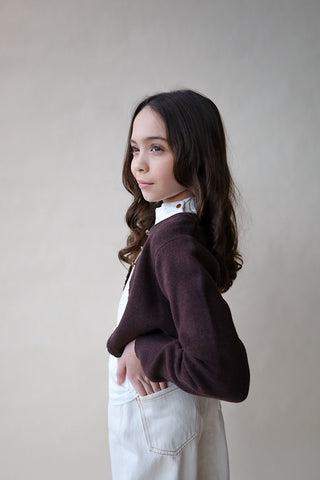 Youth Cropped Chocolate Cardi