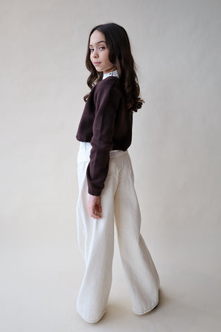 Youth Cropped Chocolate Cardi