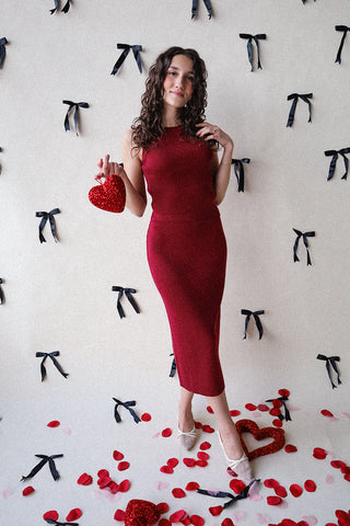 Shimmer Ribbed Midi Skirt