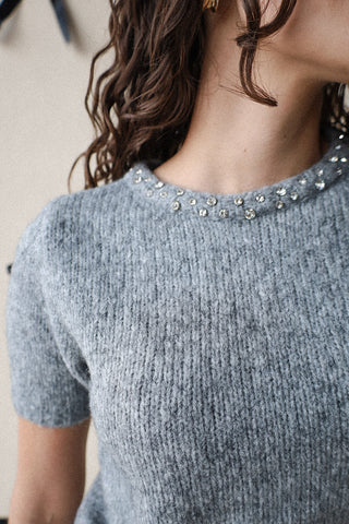 Rhinestone Crewneck Knit