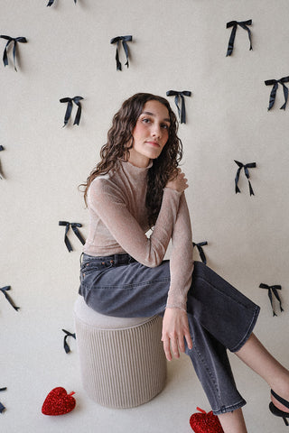 Sheer Metallic Flirty Top