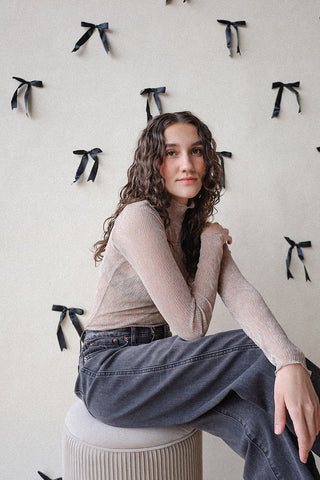 Sheer Metallic Flirty Top