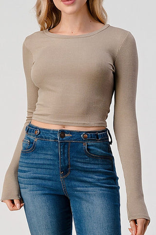 Ribbed Long Sleeve Crop Top
