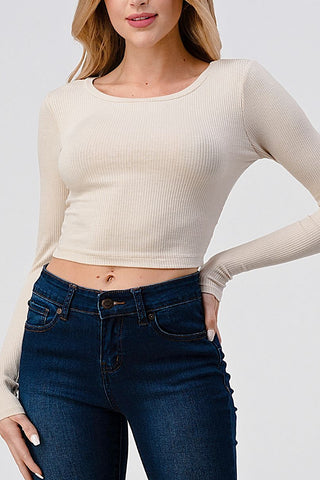 Ribbed Long Sleeve Crop Top