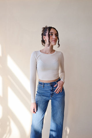 Ribbed Long Sleeve Crop Top