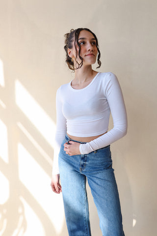 Ribbed Long Sleeve Crop Top