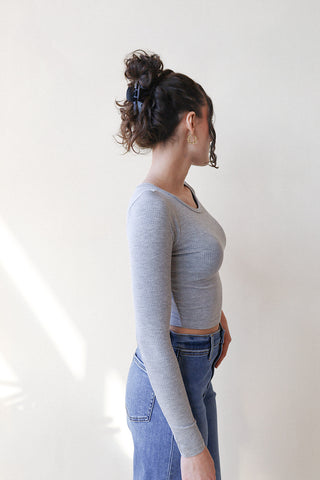 Ribbed Long Sleeve Crop Top