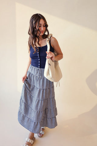 Gingham Tiered Puff Skirt