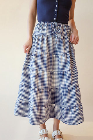 Gingham Tiered Puff Skirt