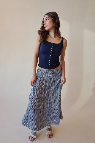 Gingham Tiered Puff Skirt