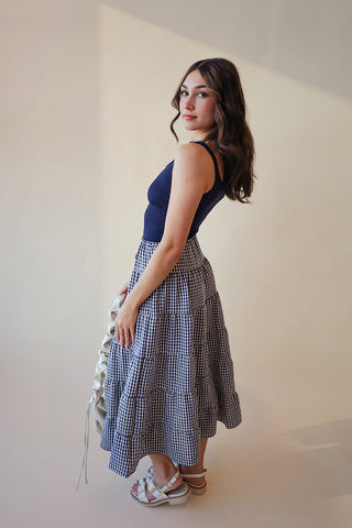 Gingham Tiered Puff Skirt