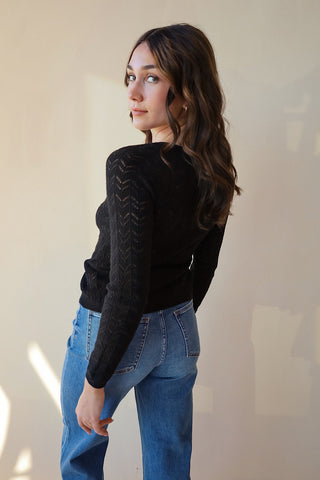 Pointelle Button Fitted Cardi