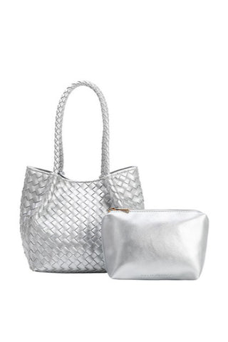 Recycled Woven Silver Bag