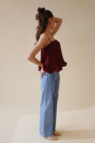 Trapeze Flare Pleated Top