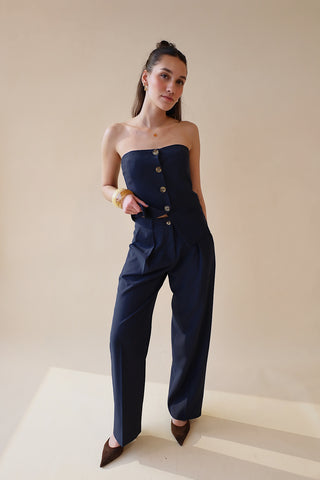 Wide Leg Pleated Trouser