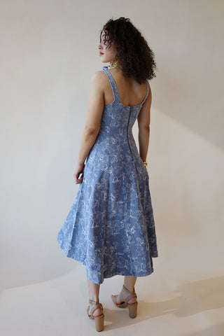 Luxe Floral Denim Dress