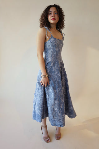 Luxe Floral Denim Dress