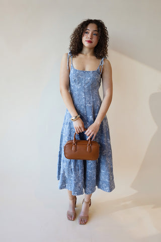 Luxe Floral Denim Dress