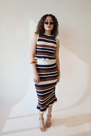 Striped Ruffle Knit Tank