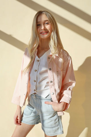 YOUTH Denim Button Up Top