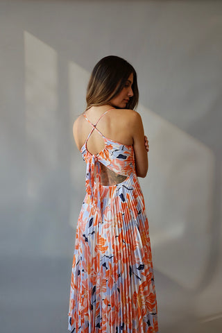 Plisse Pleated Tropical Dress