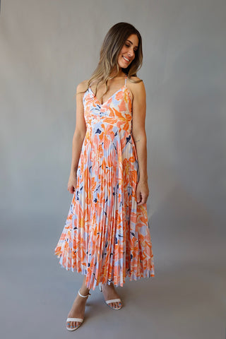 Plisse Pleated Tropical Dress