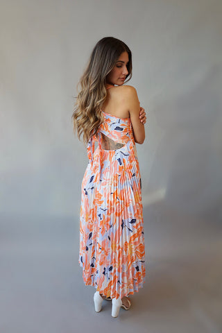 Plisse Pleated Tropical Dress