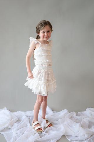 YOUTH White Ruffle Mini Skirt