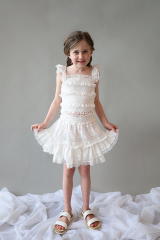 YOUTH White Ruffle & Lace Top