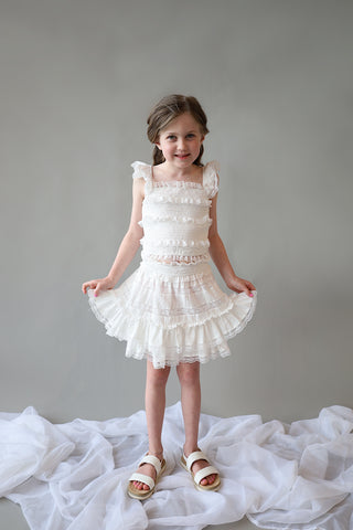 YOUTH White Ruffle Mini Skirt