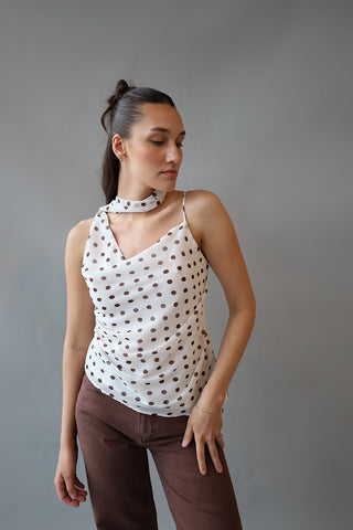 Vintage Polka-Dot Scarf Top