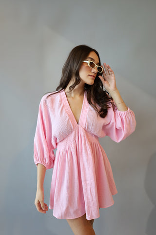 Cotton Dolman-Sleeve Mini