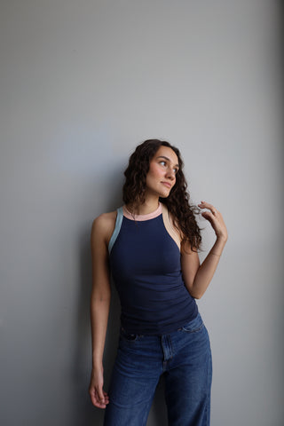 Color Blocked Ribbed Tank