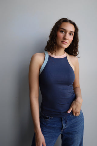 Color Blocked Ribbed Tank