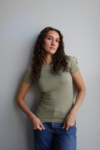 Ribbed Short Sleeve Top RESTOCKED