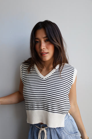 Striped Collar Knit Top